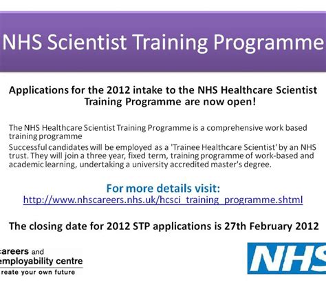 Nhs Scientist Training Program Is Now Open Closes 27th Feb