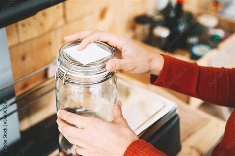 Shopping in zero waste shop or plastic free grocery store. Stock Photo ...