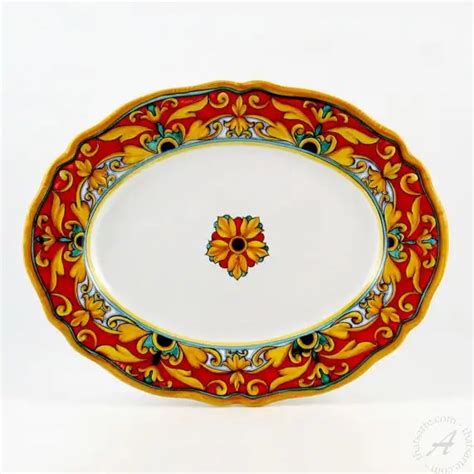 Oval Platter Broccato Rosso Fima Italian Serveware Thatsarte