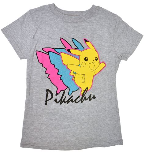 Pokémon Pokemon Pikachu Girls T Shirt Gray with Glitter Walmart