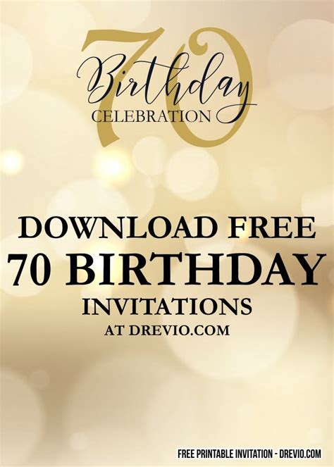 Editable Free Printable 70th Birthday Invitation Template