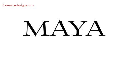 Flourishes Name Tattoo Designs Maya Printable - Free Name Designs