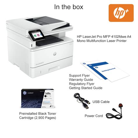 Hp Laserjet Pro Mfp 4102fdwe A4 Mono Multifunction Laser Printer With Hp Plus 2z624e