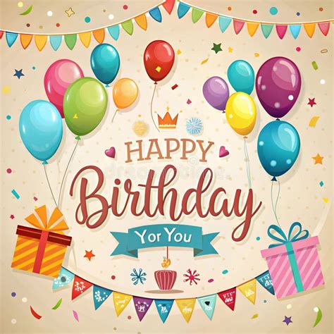 A Vibrant And Colorful Happy Birthday Poster With Balloons Confetti