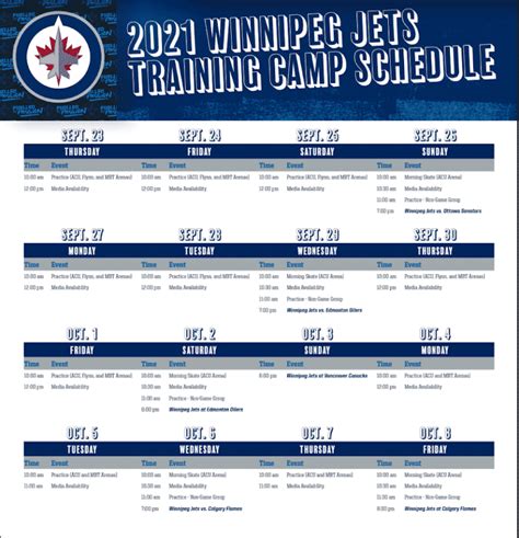 Winnipeg Jets Release 2021 22 Training Camp Schedule Illegal Curve Hockey