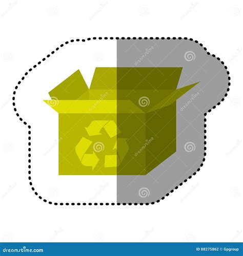 Yellow Box Open With Recycle Symbol Icon Stock Illustration