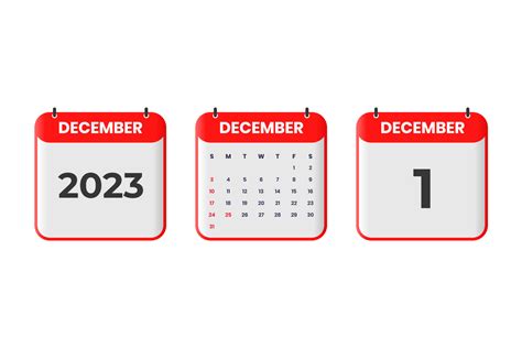 December 2023 Calendar Design 1st December 2023 Calendar Icon For