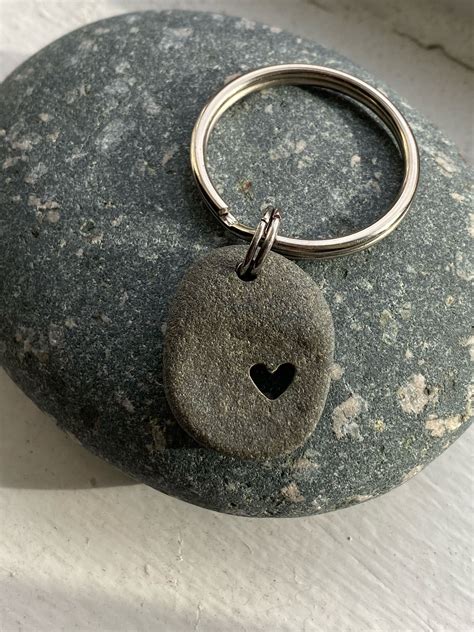 Beach Pebble Keychain Beach Stone Pendant Rock Steady Etsy Beach