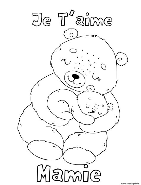 Coloriage Je Taime Mamie Teddy Bear Dessin Fete Des Grands Meres Mamies