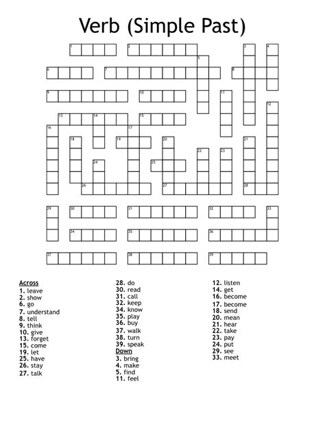 Pläne Gleichgewicht mähen simple past crossword puzzle printable