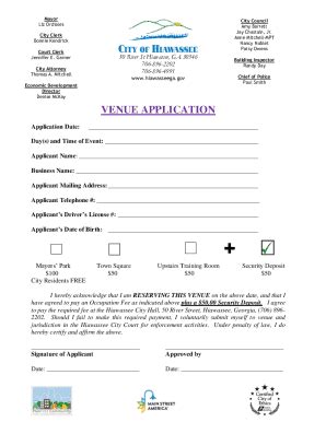 Fillable Online Venue Application Fax Email Print Pdffiller