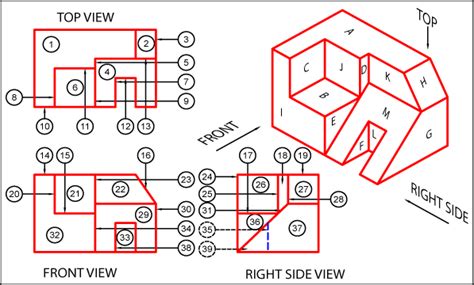 Orthographic To Isometric Drawing Examples