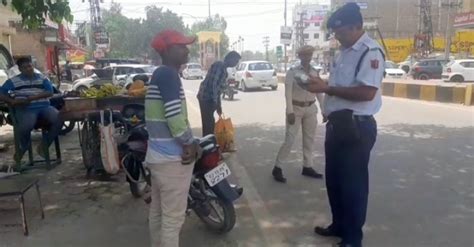 Police Teams Engaged In Helmet Checking Campaign Since Morning