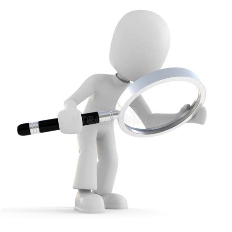 3d Man Holding A Magnifier Glass Isolated On White Stock Illustration Illustration Of Looking