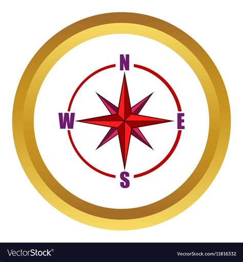 Red Compass Rose Icon Cartoon Style Royalty Free Vector