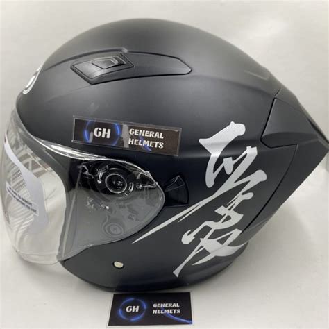 Jual Helm Nhk R Max Motif Kanji Black Silver Doff Double Visor Half