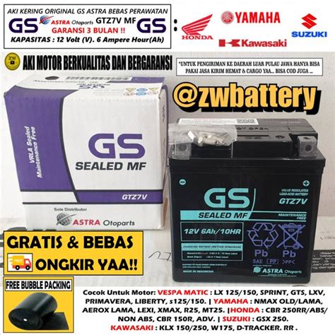 Jual Aki Motor Yamaha Aerox Nmax Gs Astra Gtz7v Aki Kering Di Lapak Zw Battery Bukalapak