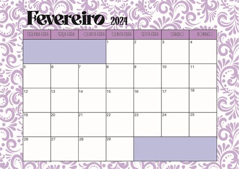 Calendario Mes De Fevereiro - Paisagem Para Impressao Do Calendario De Fevereiro De 2024 Calendário