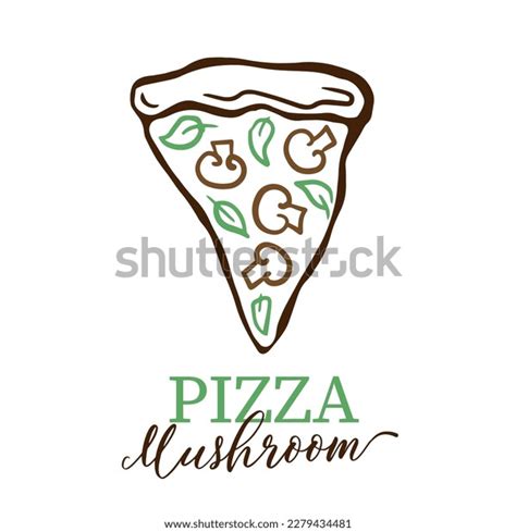 Slice Pizza Mushroom Doodle Outline Vector Stock Vector (Royalty Free ...