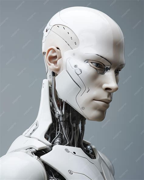 Premium Photo | Robot with human face on white background