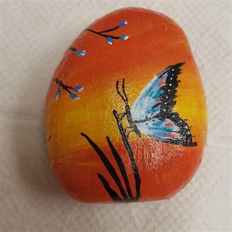 Butterfly Painted Rock Butterfly Painting Painted Rocks Kids