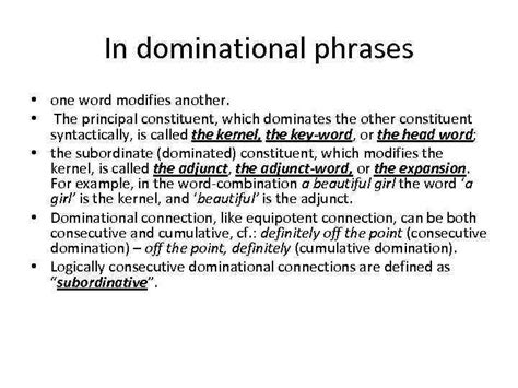 Syntax Of The Phrase Syntagmatic Connections Of Words