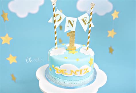 Boys 1st Birthday Cake Topper Baby Boy is One Blue and Gold - Etsy