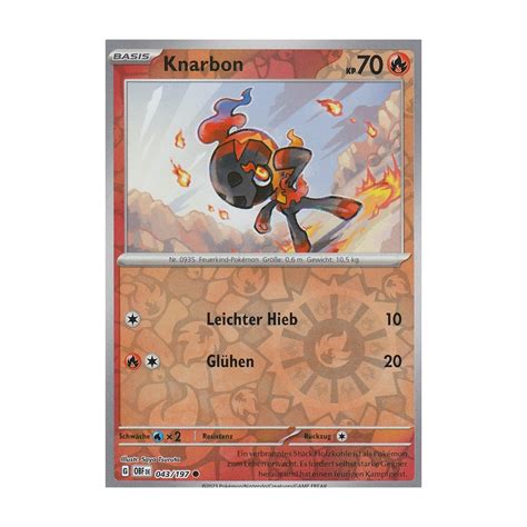 Knarbon 043 197 REVERSE HOLO Obsidianflammen Pokemon Karte Kaufen