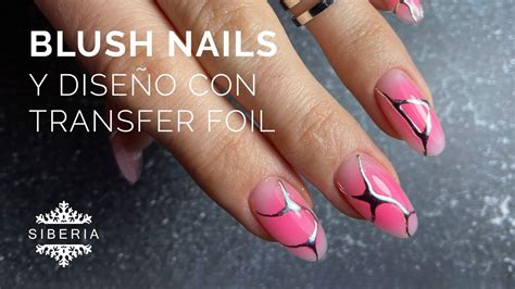 U As Blush Aura Nails Efecto Blush Dise O Con Transfer Foil Youtube