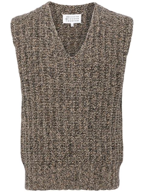 Maison Margiela V Neck Chunky Knit Vest Grey FARFETCH