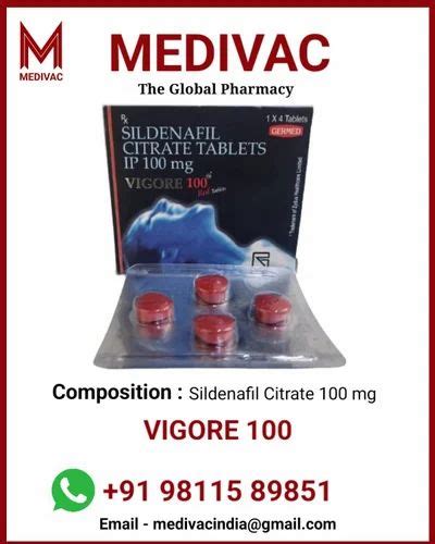 Vigore 100 Red Tablet At Rs 30 Stripe Sildenafil Citrate Tablets In