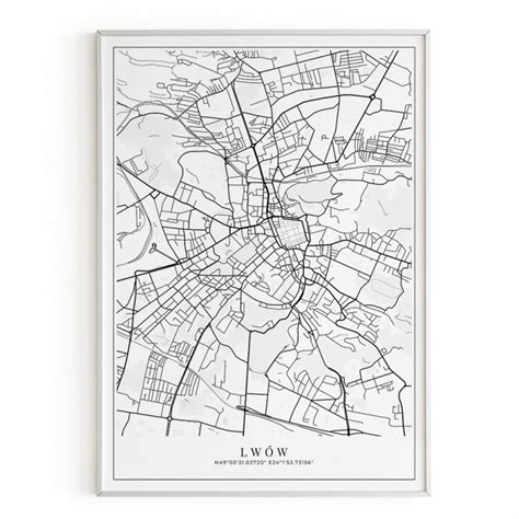 Warszawa Plakat Z Map Miasta X Cm Bia Y Czarny Premium