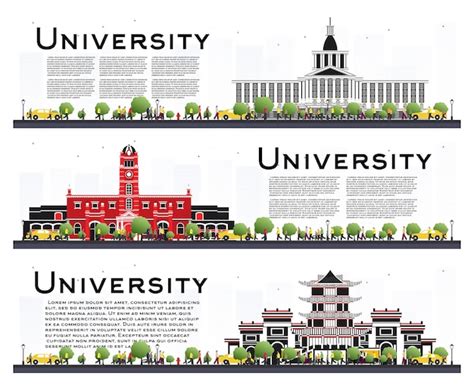 Premium Vector | Set of university campus study banners isolated on white. vector illustration ...