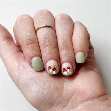 32 Mushroom Nail Art Designs Mushroom Ombre Matte Green Nails I