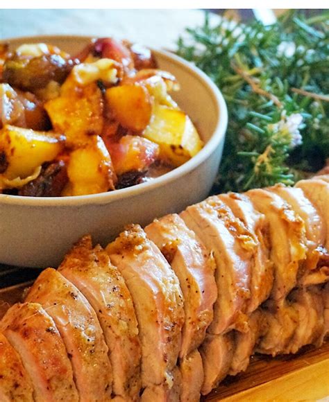 Rosemary Scented Pork Tenderloin With Roasted Potatoes Spring Onions