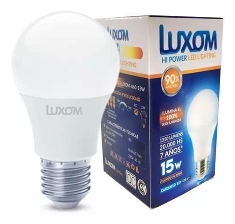 Pack X 10 Lampara Led 15w 16w Bulbo Foco E27 Luz Fria Luxom Color De La