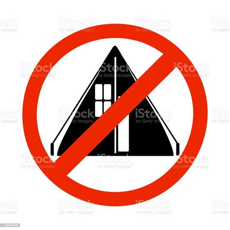 No Camping Sign Isolated On White Background Tent In Red Circle Frame