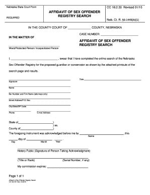 Fillable Online Fillable Affidavit Of Sex Offender Registry Search Fax