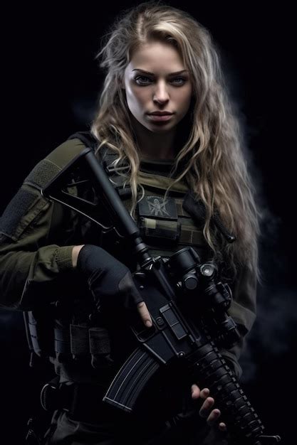 Beautiful Caucasian Female Private Military Contractor With Long Blonde