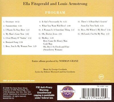 ELLA FITZGERALD LOUIS ARMSTRONG PORGY BESS NEW CD 42282747525 EBay