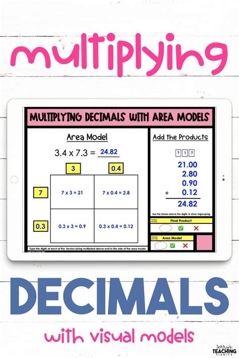 Multiplying Decimals Using Area Models Worksheets