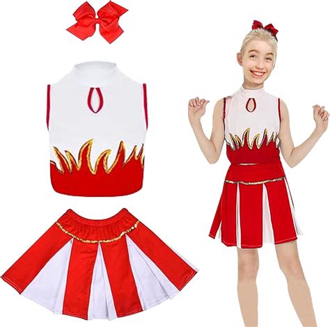 SPHERETRON Cheerleader Kostüm Kinder Rot Cheerleader Kostüm Mädchen 150