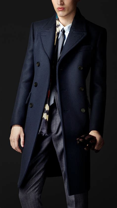 Lyst Burberry Prorsum Wool Felt Tailored Coat In Blue For Men