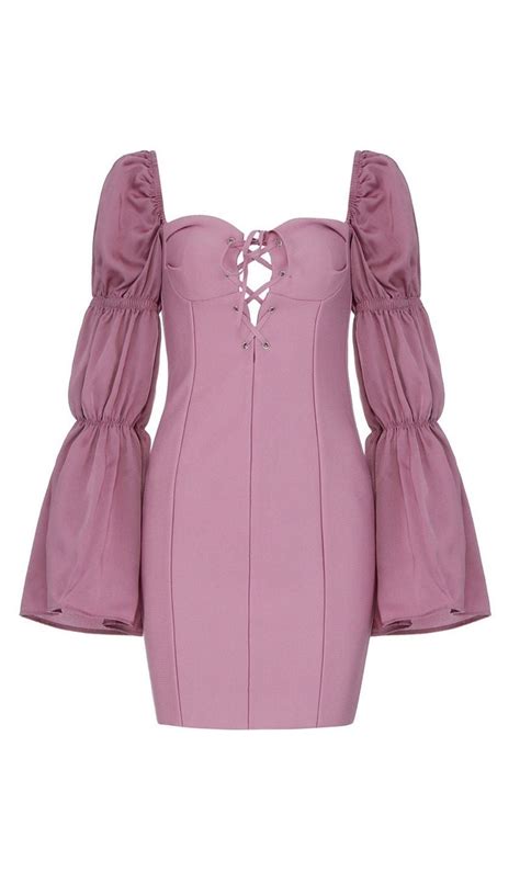 Pink Puff Sleeve Mini Dress