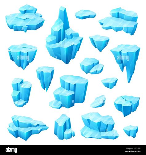 Ice Crystal Glacier And Iceberg Cartoon Set Of Winter Vector Design