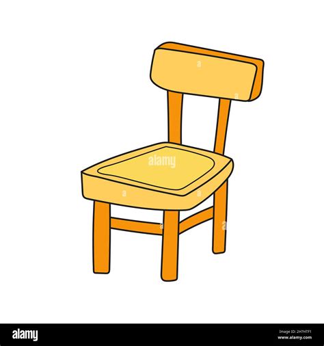 Simple Cartoon Icon Kids Wooden Chair Vector Hand Drawn Illustration