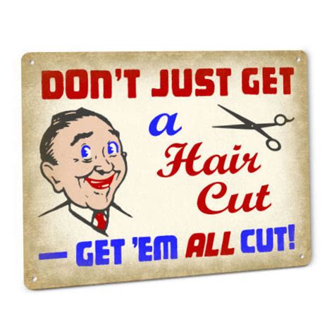 Hair Cut Joke Sign Funny Vintage Stylist Barber Shop Humor Retro Wall