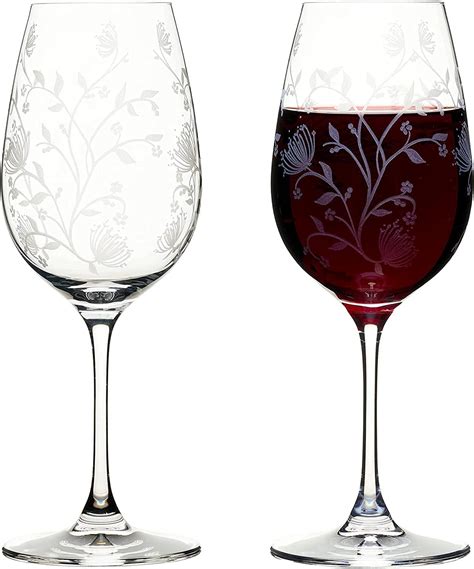 Muldale Etched Crystal Large Red Wine Glasses Set Of Ml Unique