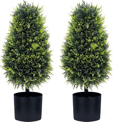 Artificial Trees2 Pack 24 Inch Artificial Cypress Topiary Tree Cedar