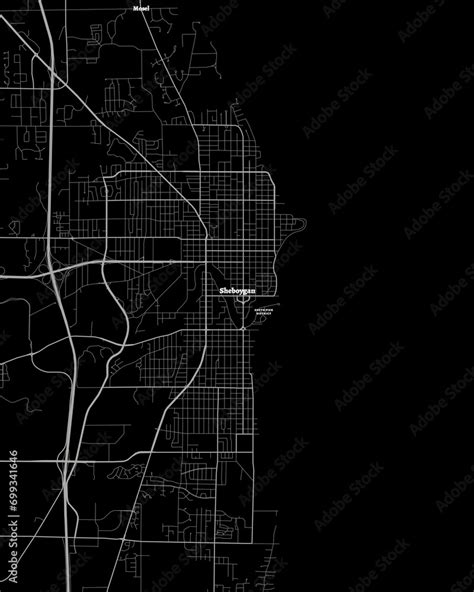 Sheboygan Wisconsin Map, Detailed Dark Map of Sheboygan Wisconsin Stock Illustration | Adobe Stock